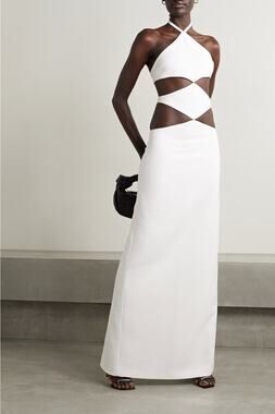 NWT $ 2000 MÔNOTCutout crepe halterneck gownBridal Wedding Dress Sz 8 Bride